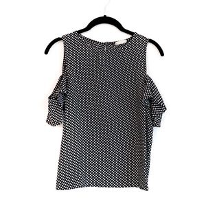 Love On Tap Cold Shoulder Polka Dot Top XS
